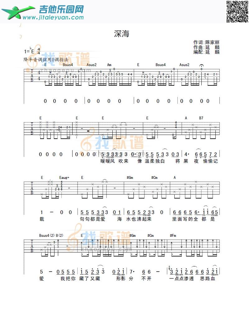 深海_张学友　_第1张吉他谱
