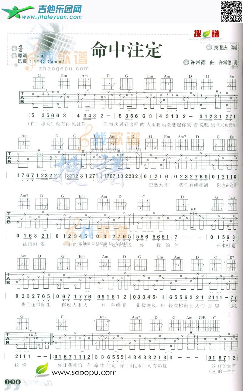 命中注定_庾澄庆　_第1张吉他谱