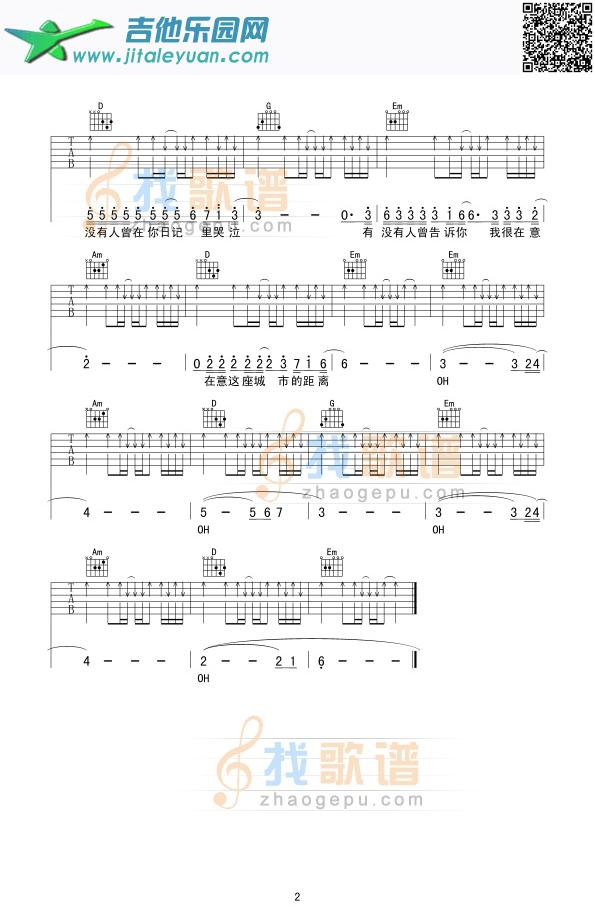 吉他谱：有没有人告诉你第2页
