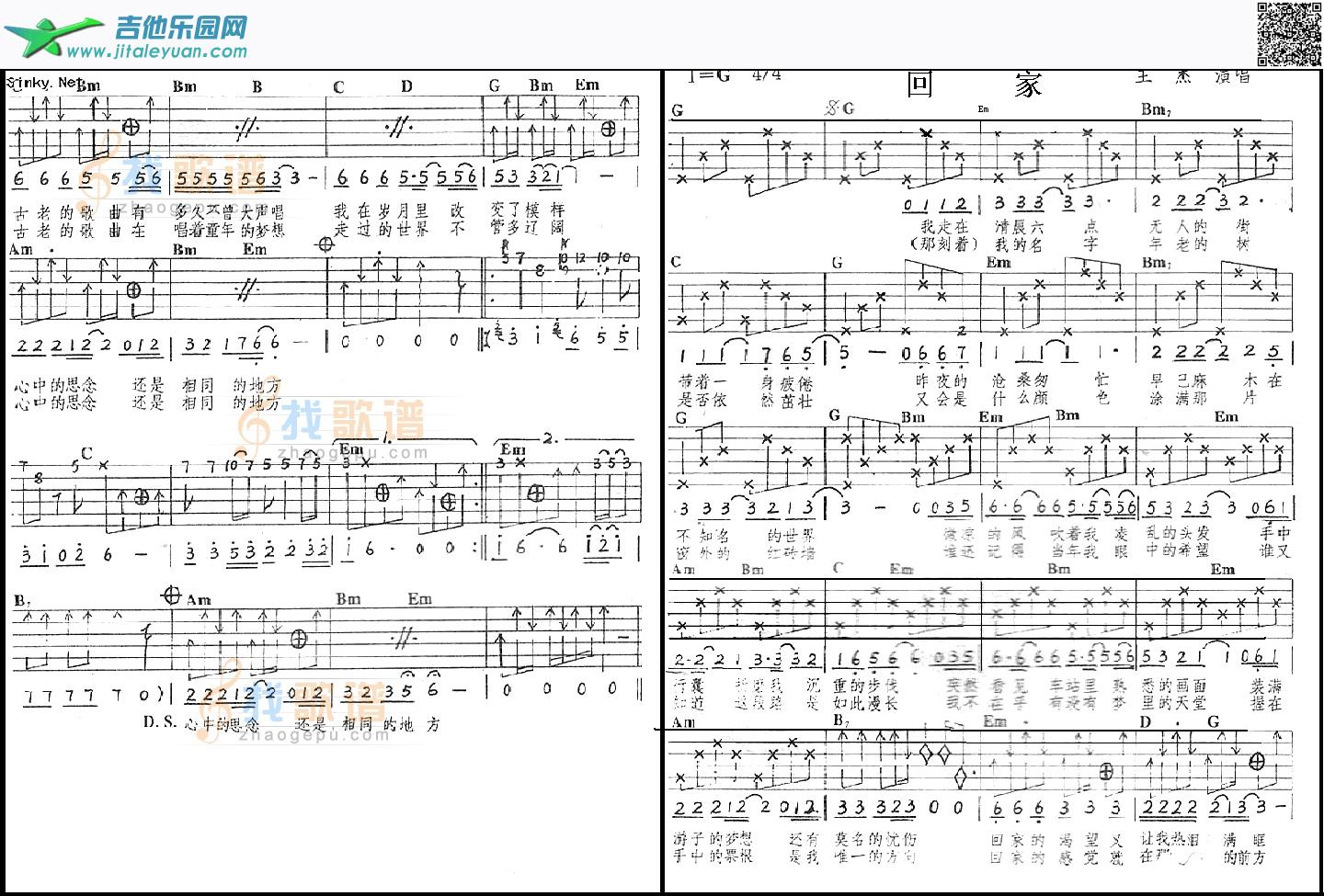 回家_王杰　_第1张吉他谱