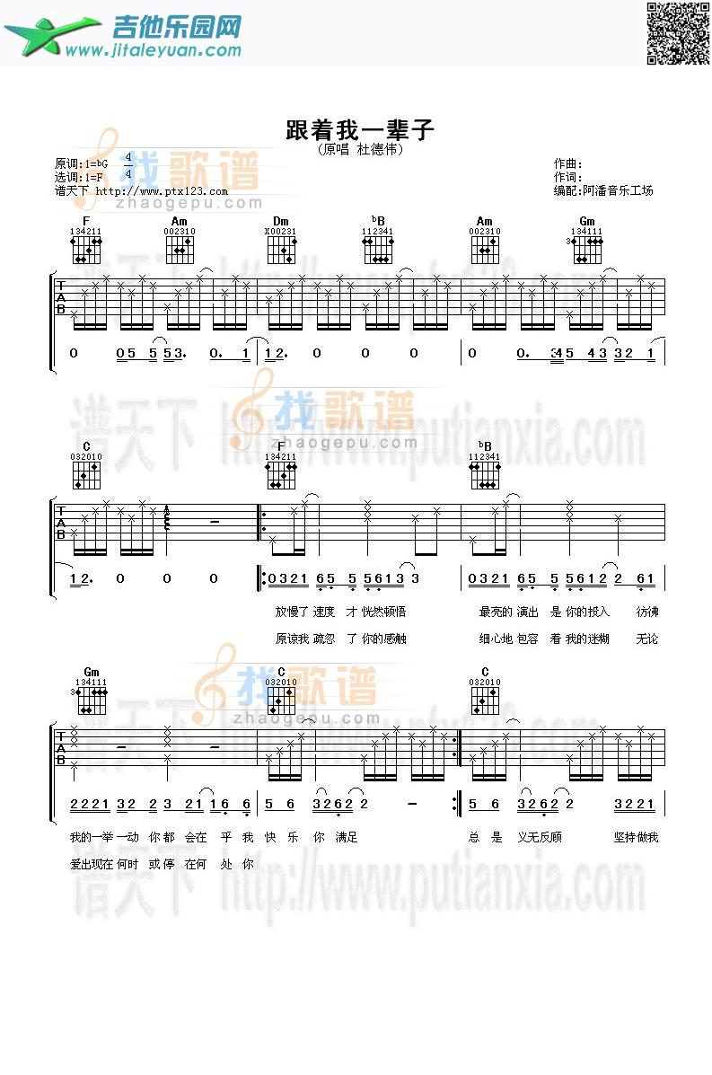 跟着我一辈子_杜德伟　_第1张吉他谱