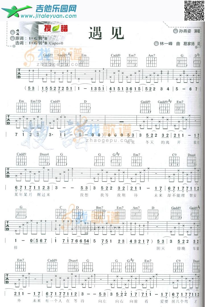 遇见_孙燕姿　_第1张吉他谱