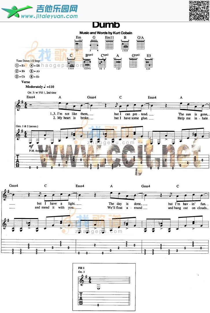 Dumb-Nirvana(吉他谱)_涅磐乐队　_第1张吉他谱