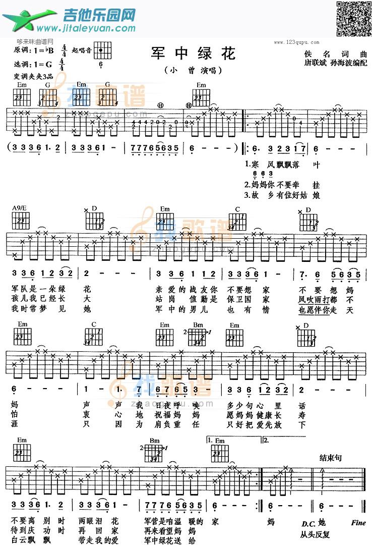 军中绿花(小曾)_第1张吉他谱