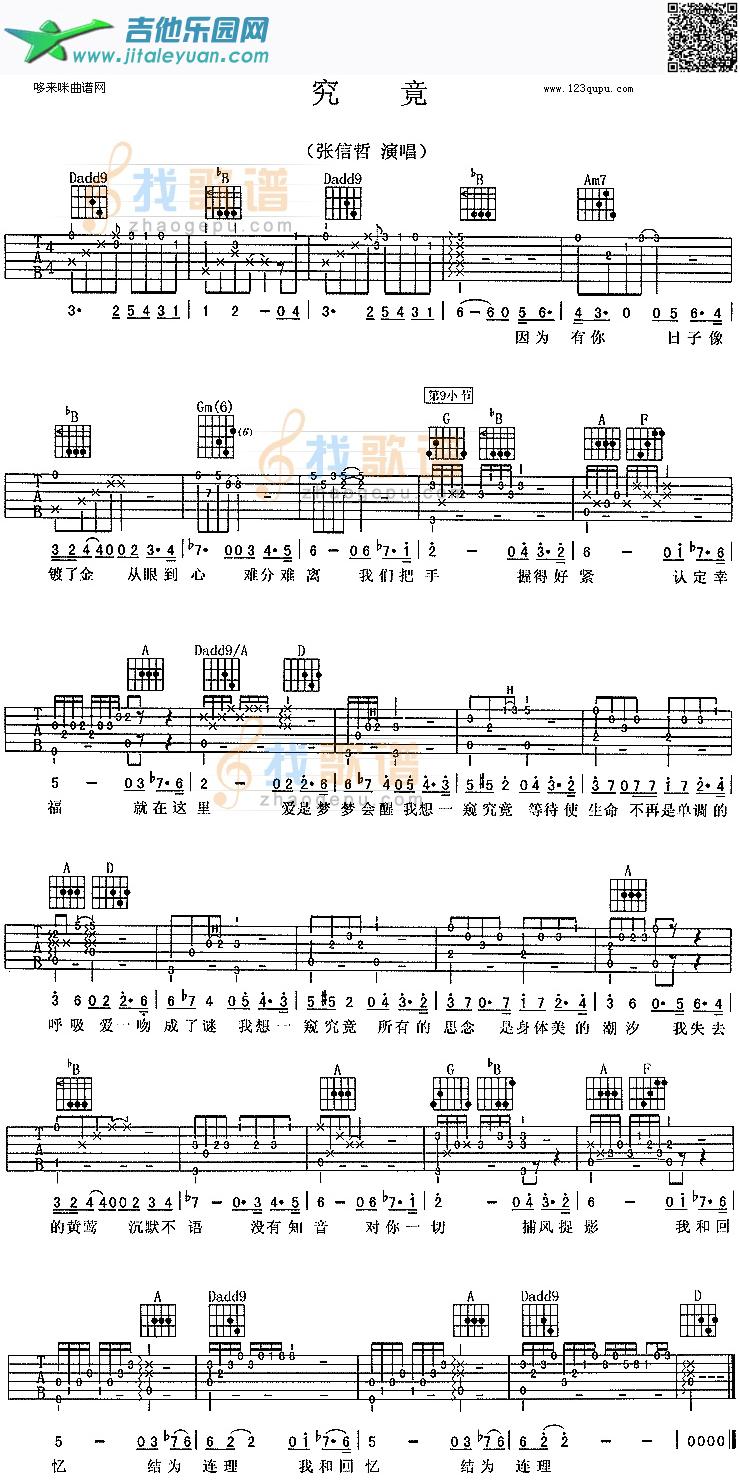 究竟(张信哲)_第1张吉他谱