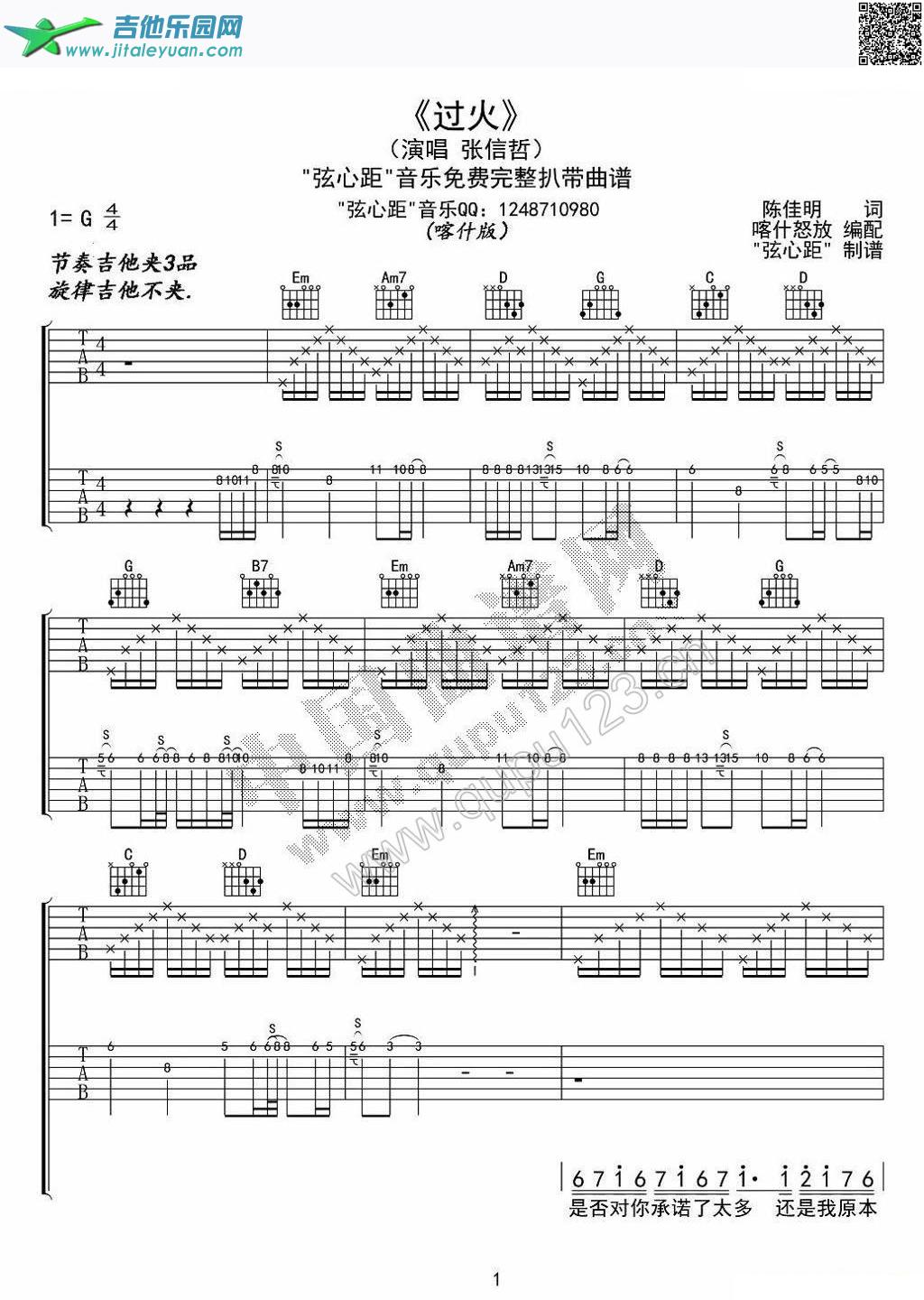 过火_张信哲　_第1张吉他谱