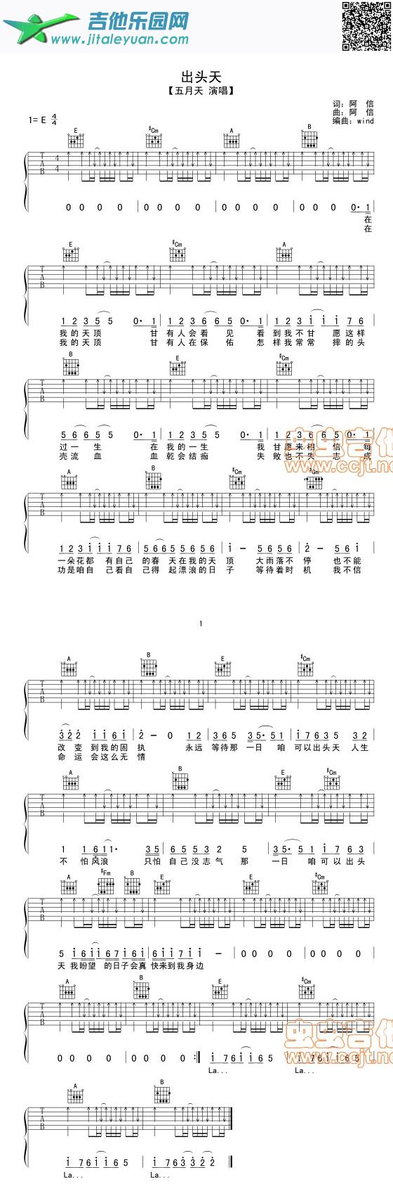 出头天_五月天　_第1张吉他谱