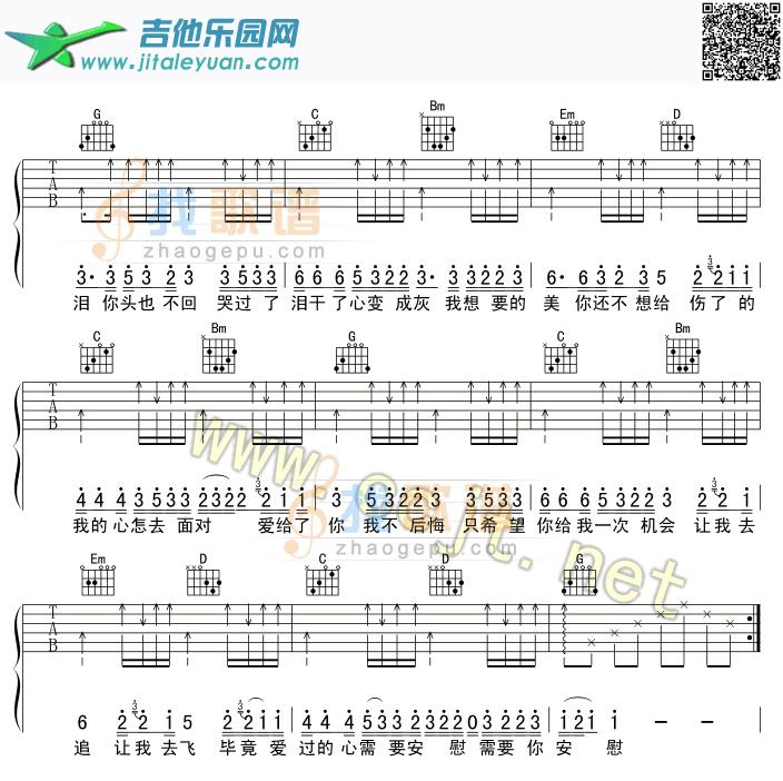 吉他谱：别说我的眼泪你无所谓吉他谱(GTP六线谱)-第2页