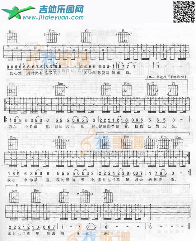 霸王别姬-认证谱吉他谱(六线谱)-_第2张吉他谱