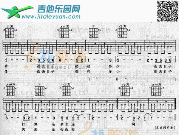 吉他谱：逝去的日子吉他谱(和弦六线谱)-第2页