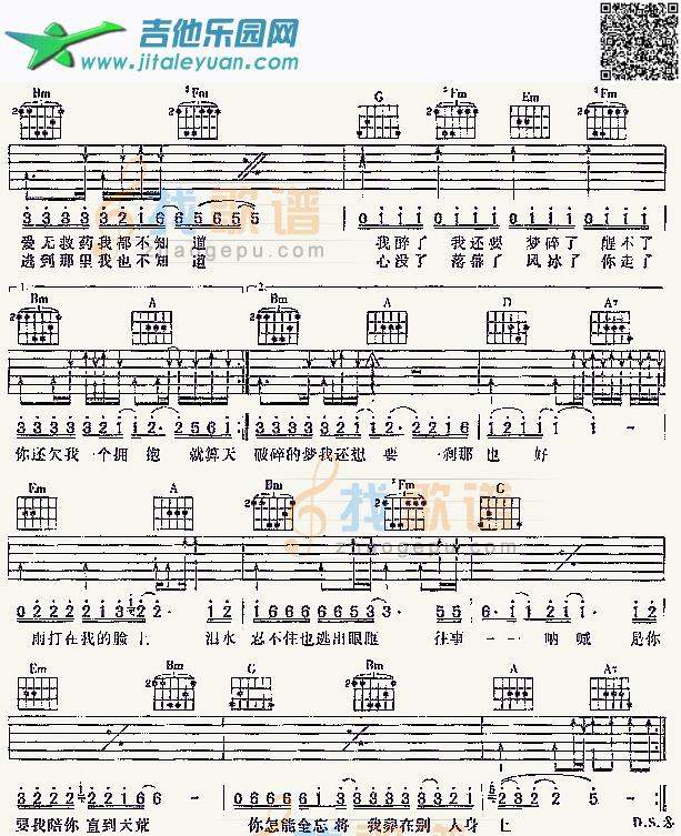 吉他谱：我不知道-认证谱吉他谱(六线谱)-第2页
