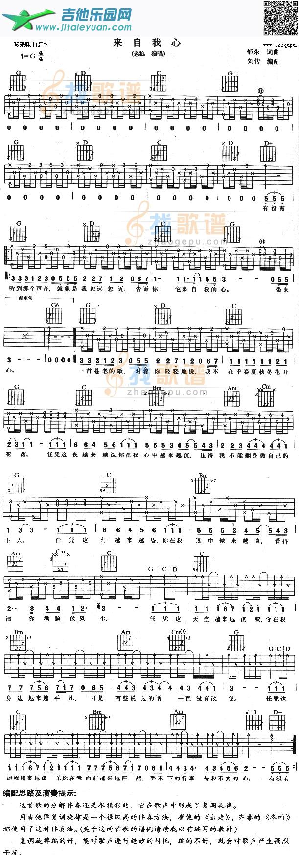 来自我心(老狼)_第1张吉他谱