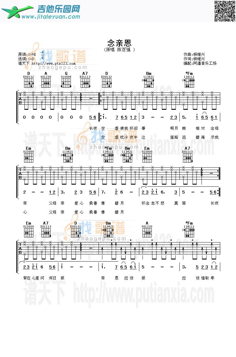 念亲恩_陈百强　_第1张吉他谱