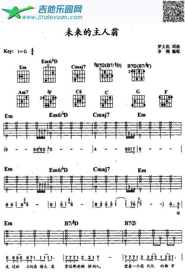 未来的主人翁（吉他弹唱）_罗大佑　_第1张吉他谱