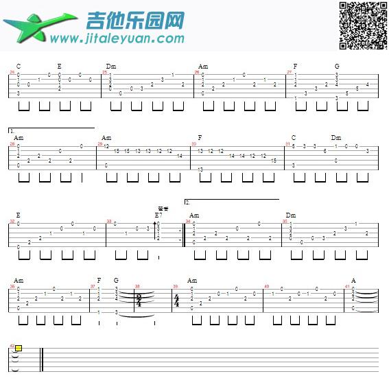 吉他谱：蝶恋第2页