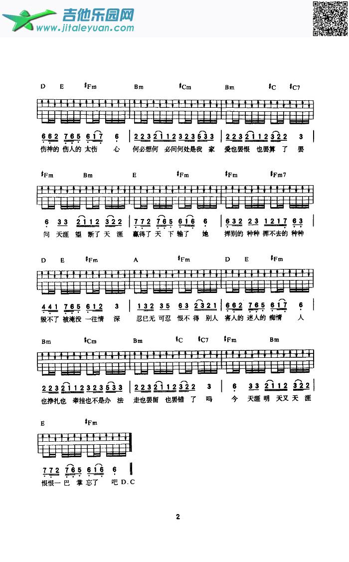 天涯(吉他弹唱)_任贤齐　_第2张吉他谱