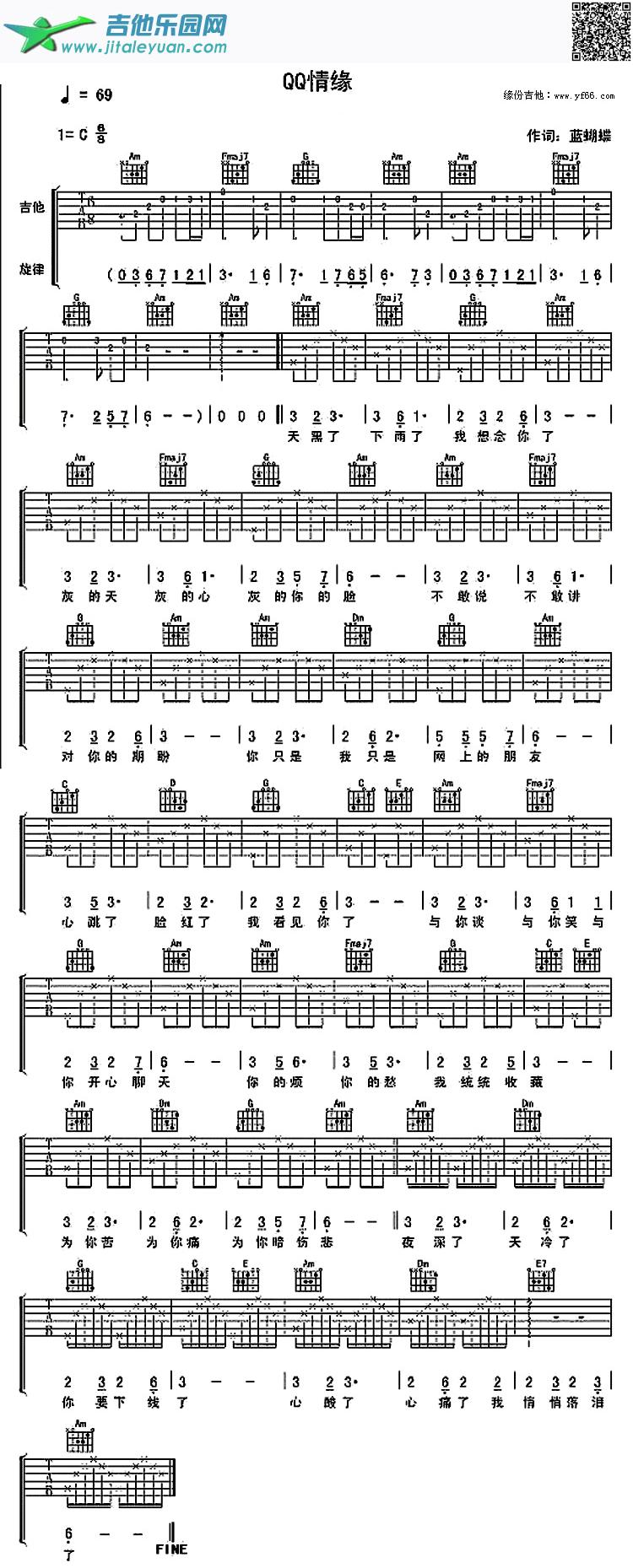 QQ情缘_谢霆锋　_第1张吉他谱