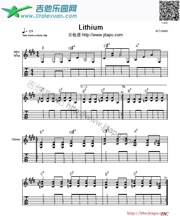 Lithum_Nirvana　_第1张吉他谱