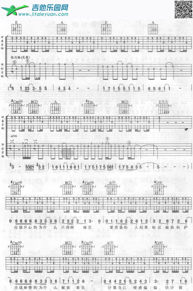 吉他谱：估计错误2第1页