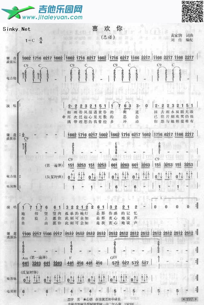 喜欢你（总谱）_Beyond　_第1张吉他谱