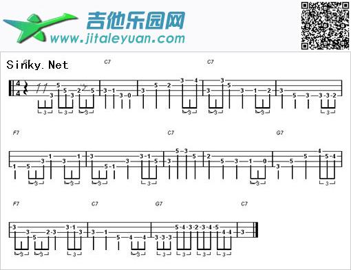 吉他谱：一段贝司练习第1页