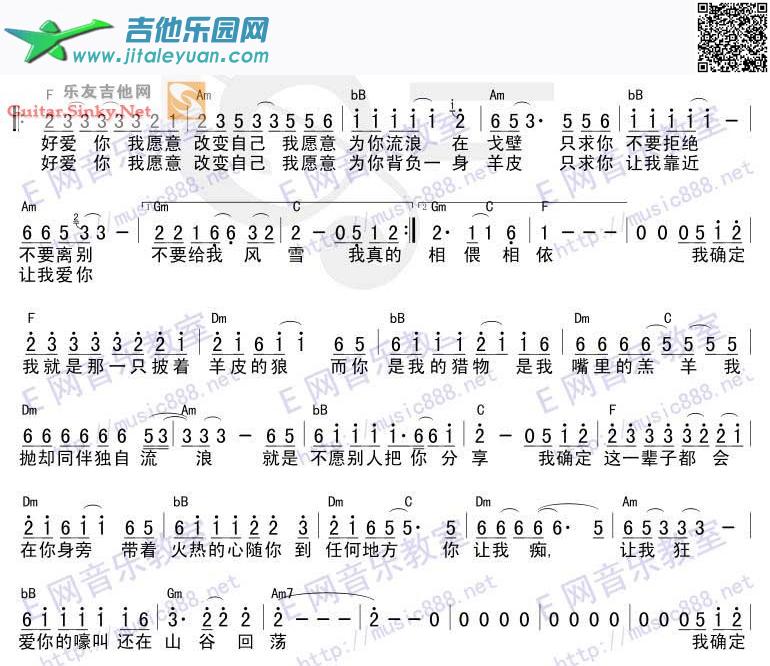 批着羊皮的狼_谭咏麟　_第2张吉他谱