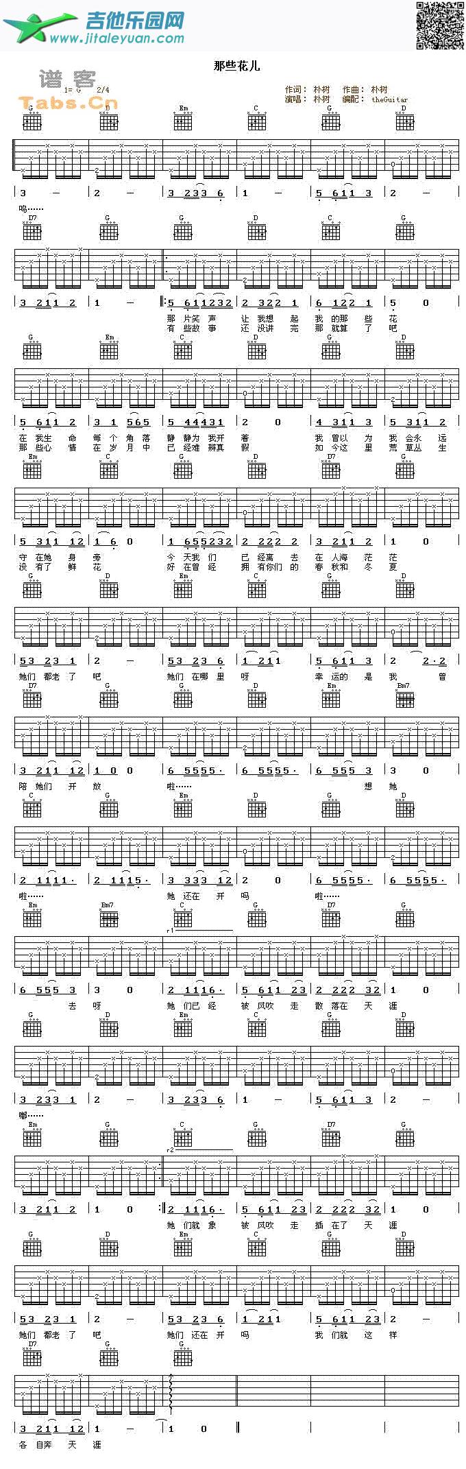那些花儿经典修订版_朴树　_第1张吉他谱