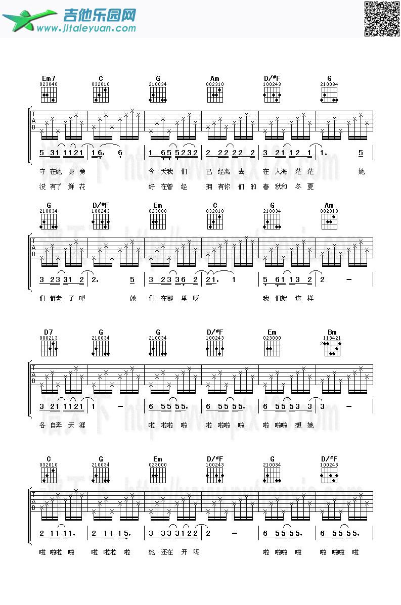 吉他谱：那些花儿第2页