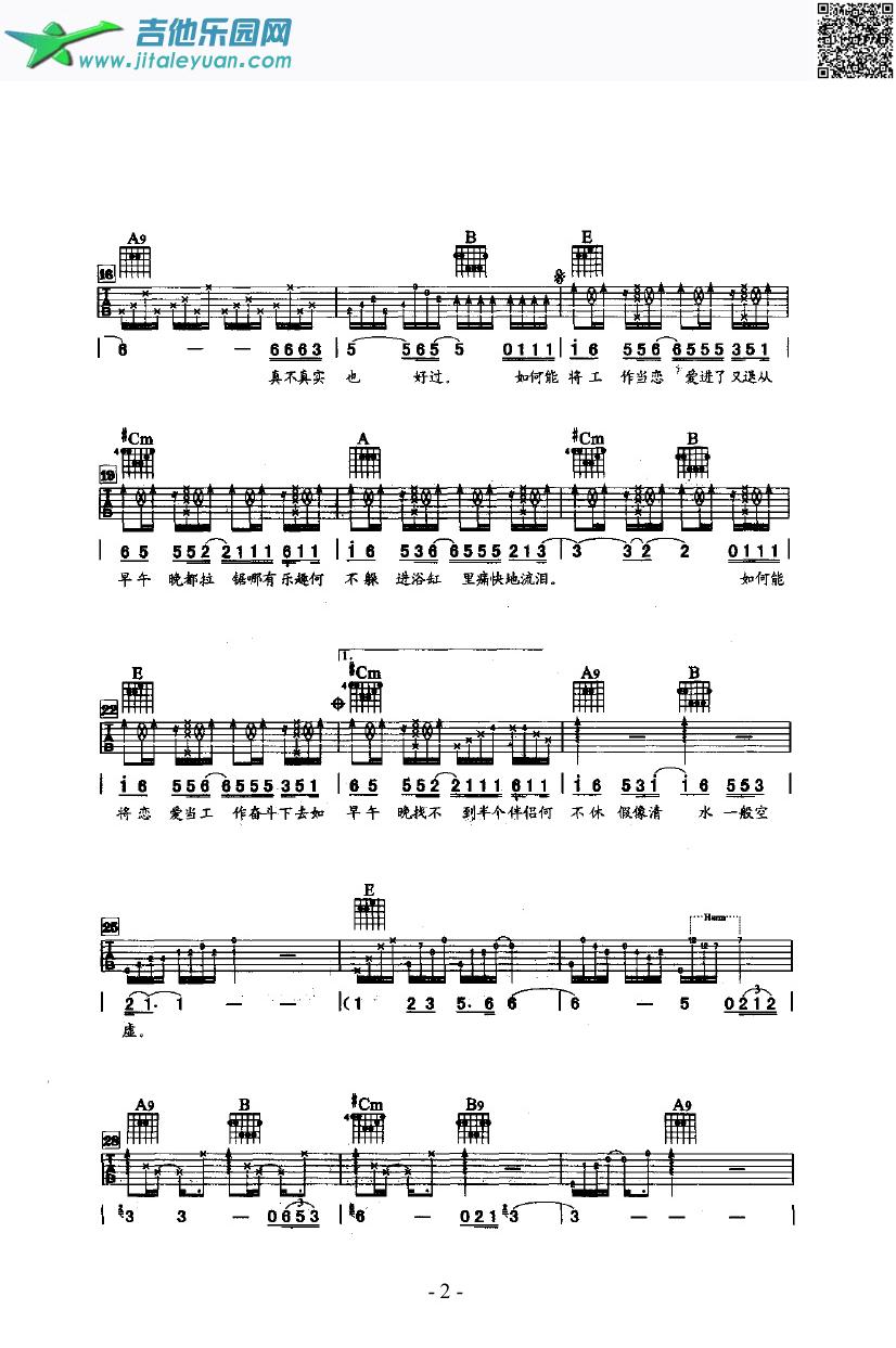 楼上来的声音吉他类流行_张学友　_第2张吉他谱