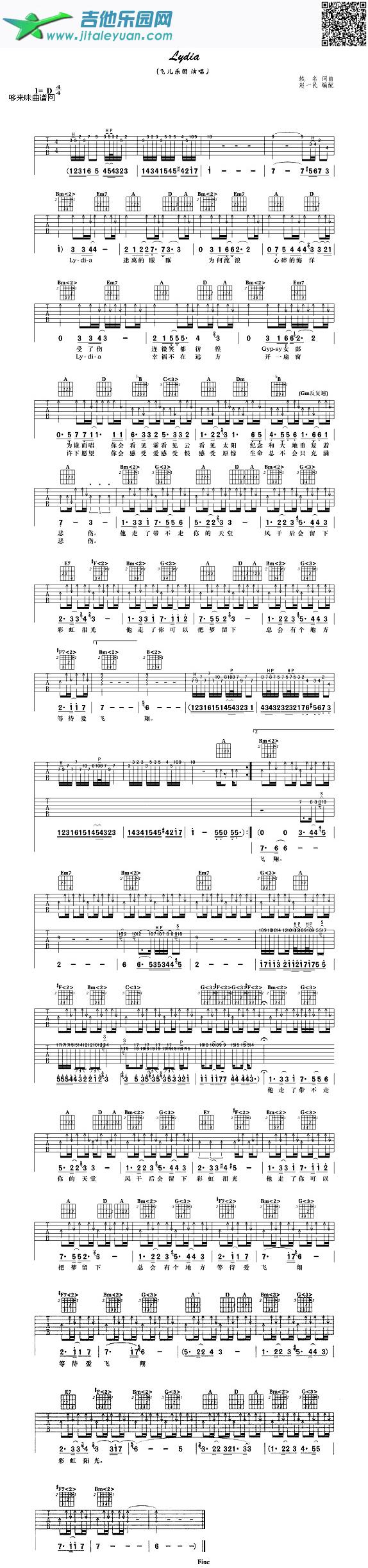 Lydia(飞儿乐团)_飞儿乐团　_第1张吉他谱