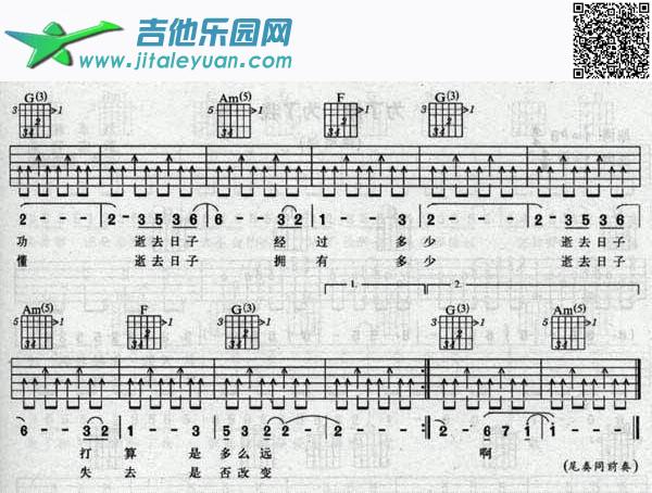 吉他谱：逝去的日子吉他谱(和弦六线谱)-第2页