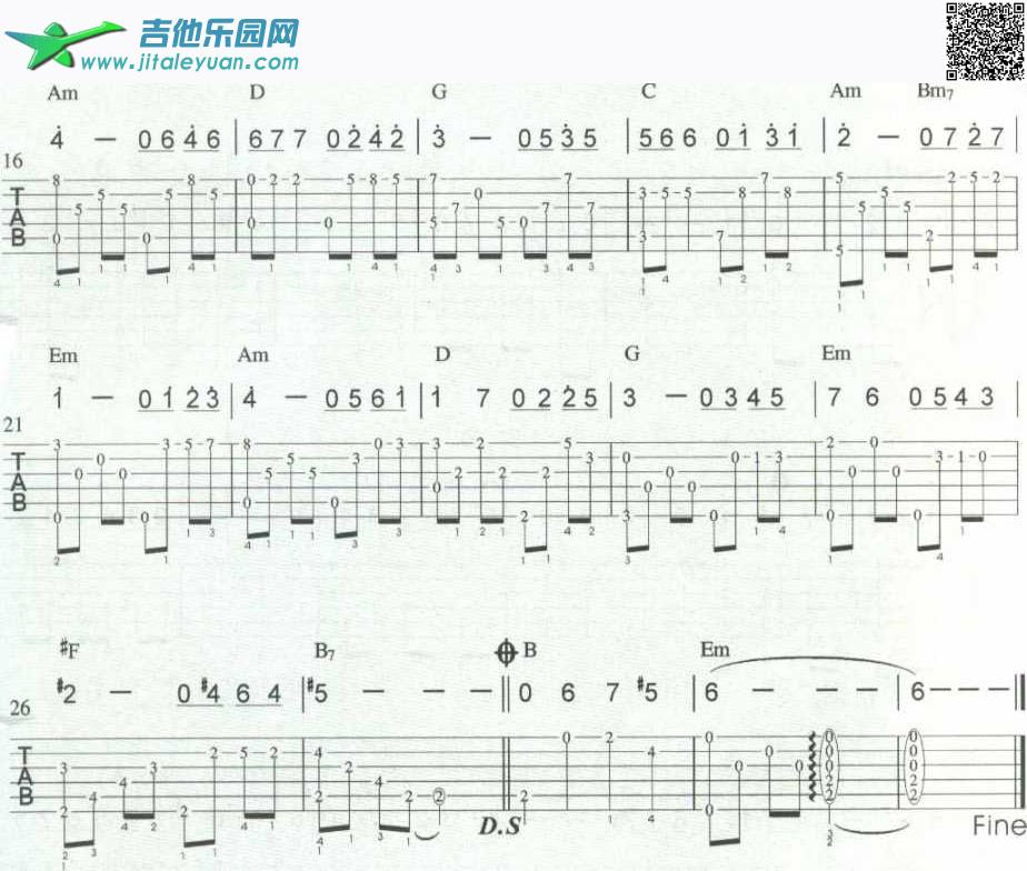 吉他谱：爱情的故事（独奏）吉他谱(六线谱)第2页