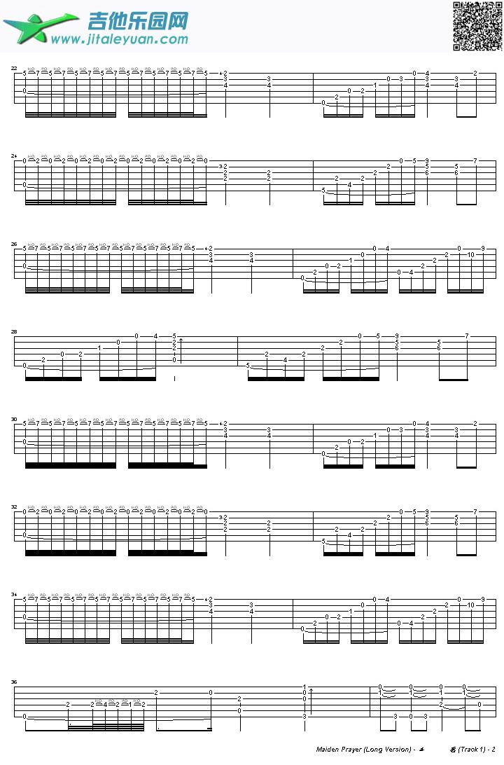 吉他谱：Maidensprayer(少女的祈祷)吉他谱(GTP六线谱)第2页