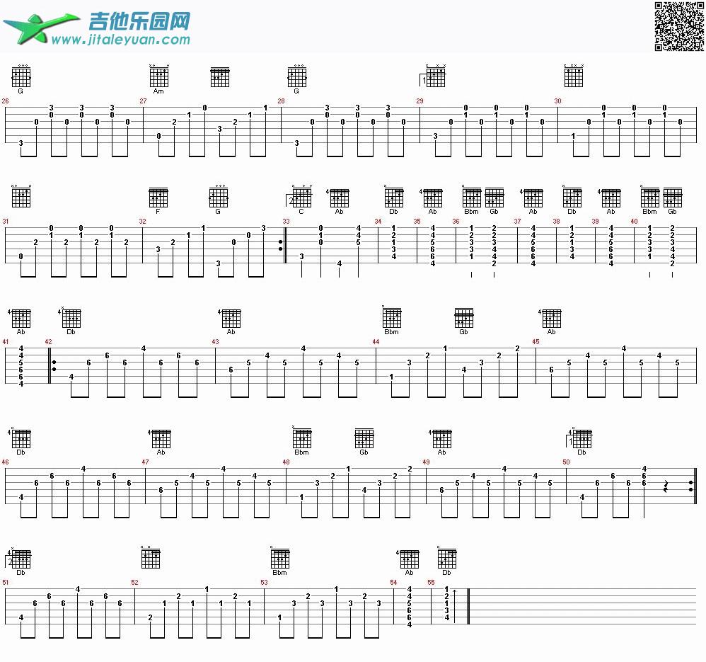 吉他谱：从心爱你1第2页