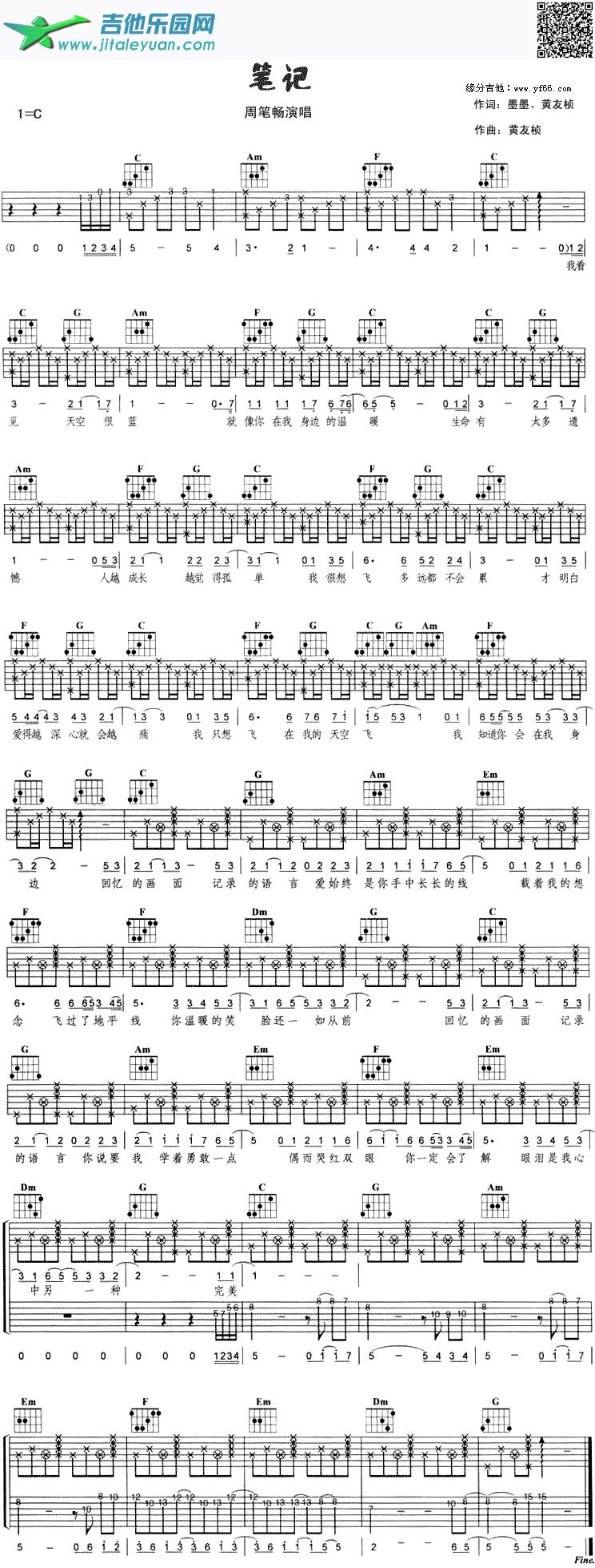 周笔畅-笔记_周笔畅　_第1张吉他谱
