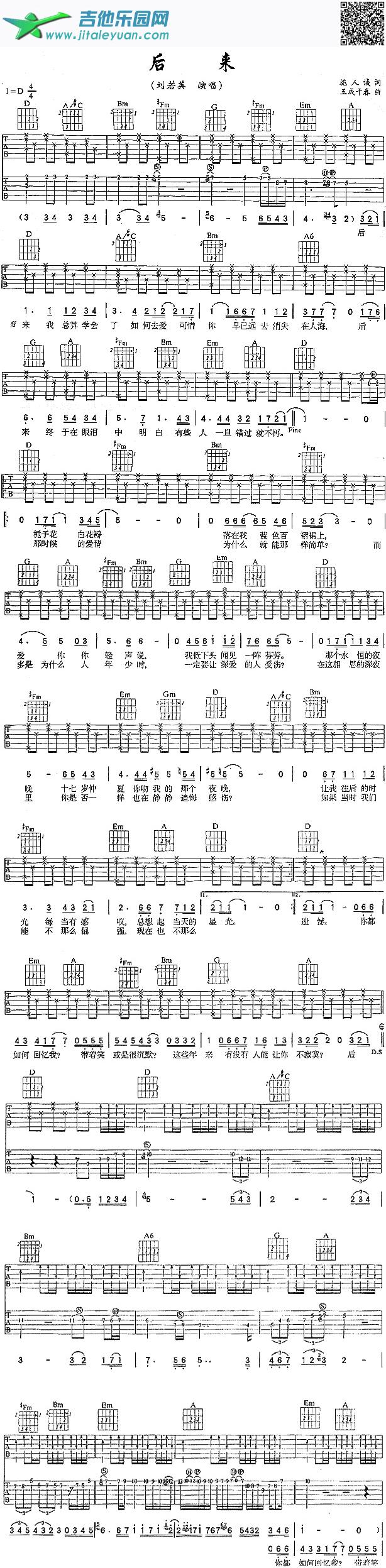 刘若英-后来_刘若英　_第1张吉他谱