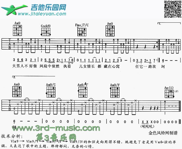 吉他谱：大男人(《康熙王朝》主题歌)第2页