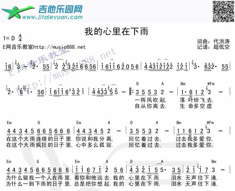 我的心里在下雨_代洪涛　_第1张吉他谱