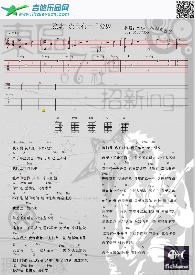 流言有一千分贝_吉他谱(吉他曲)　_第1张吉他谱