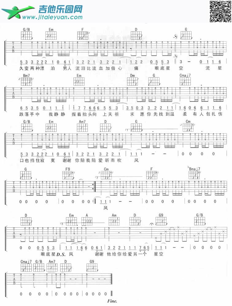 吉他谱：眼底星空第2页