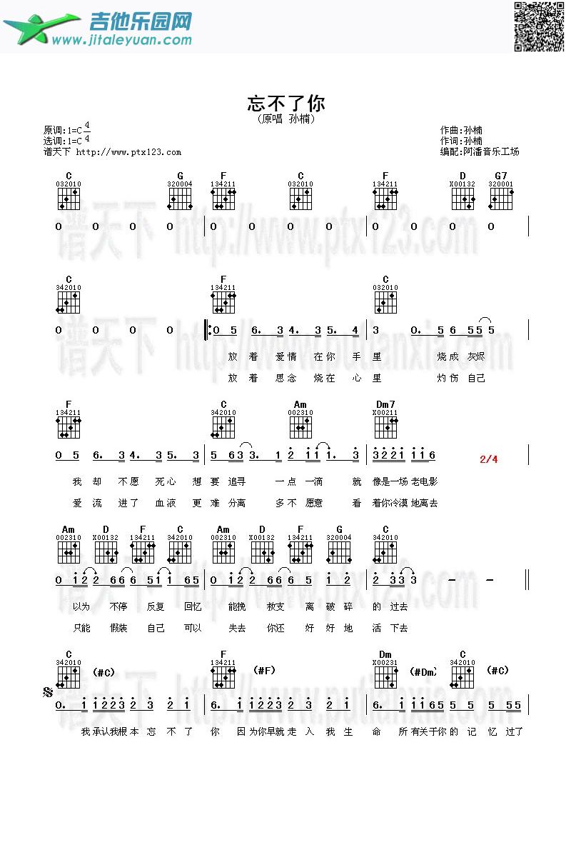 忘不了你_孙楠　_第1张吉他谱