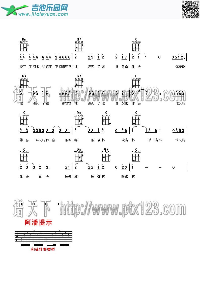 玻璃杯_曹卉娟　_第2张吉他谱