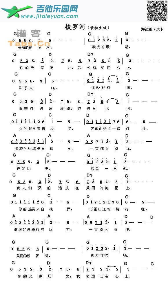 吉他谱：梭罗河（黄秋生版）《太阳照常升起》插曲第1页
