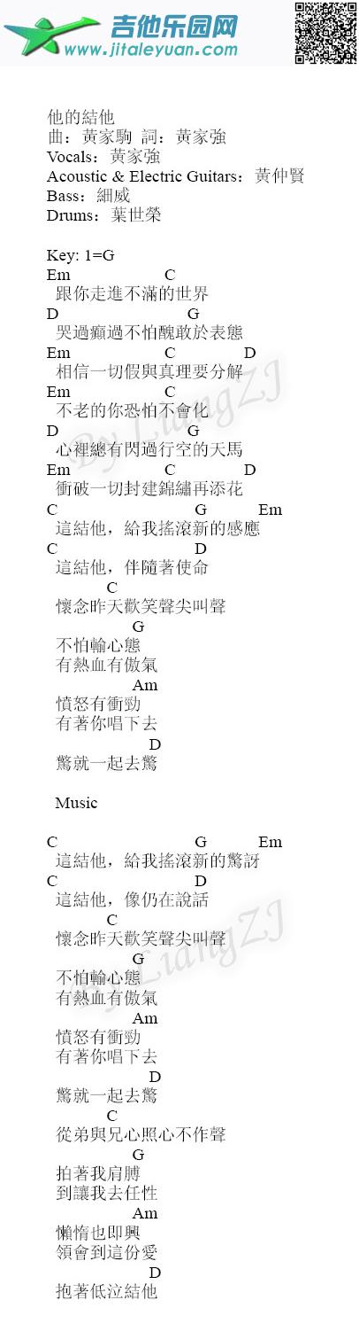 吉他谱：他的结他第1页