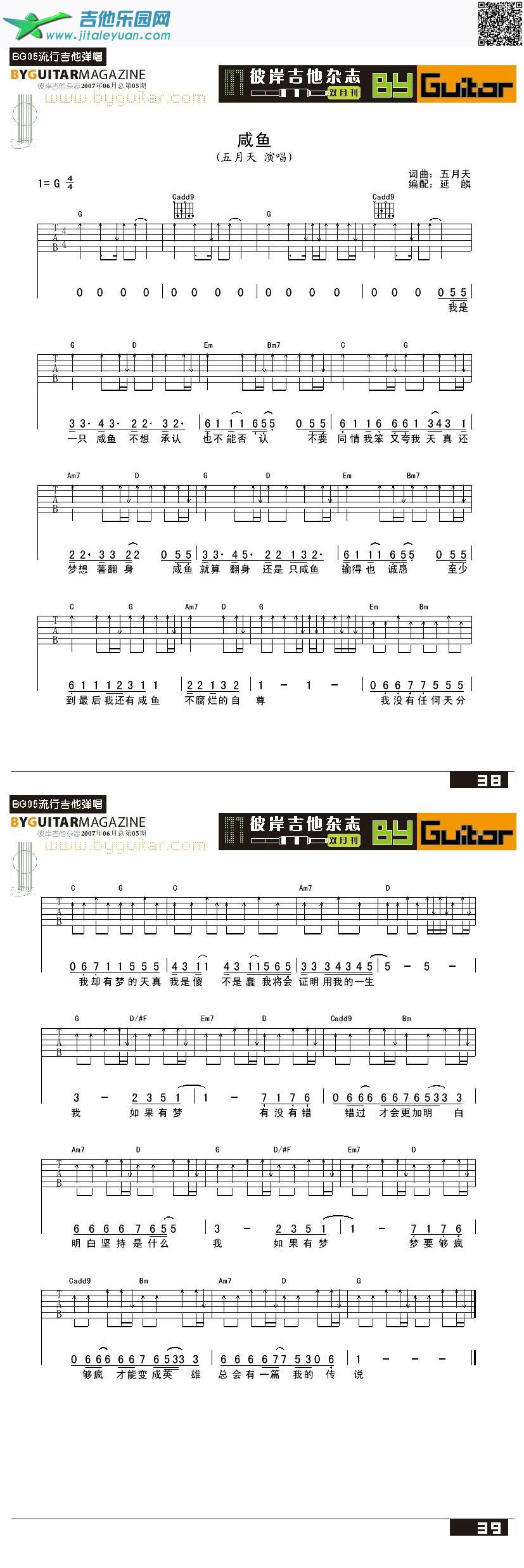 咸鱼-五月天_五月天　_第1张吉他谱