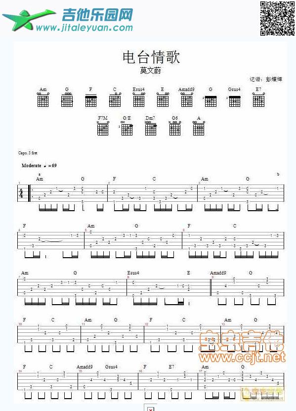 电台情歌—莫文蔚_莫文蔚　_第1张吉他谱