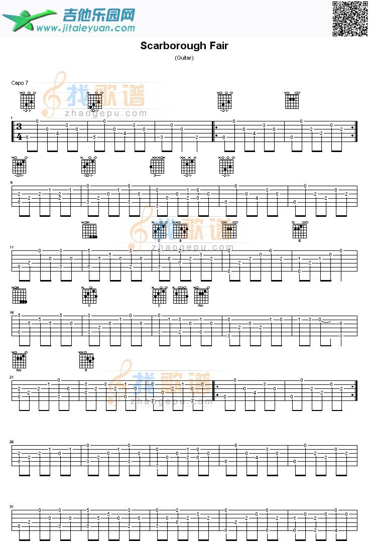 scarborough_fair-独奏吉他谱(GTP六线谱)_第1张吉他谱