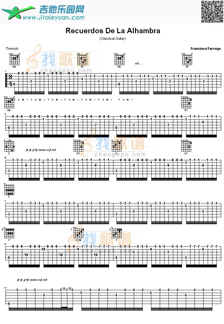 阿尔汉布拉宫的回忆吉他谱(GTP六线谱)_第1张吉他谱