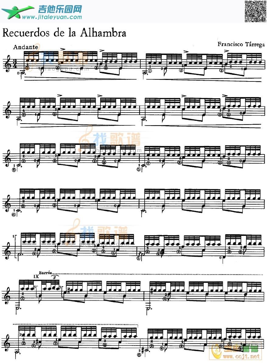 阿尔汉布拉宫的回忆-正统版吉他谱(GTP六线谱)_第1张吉他谱