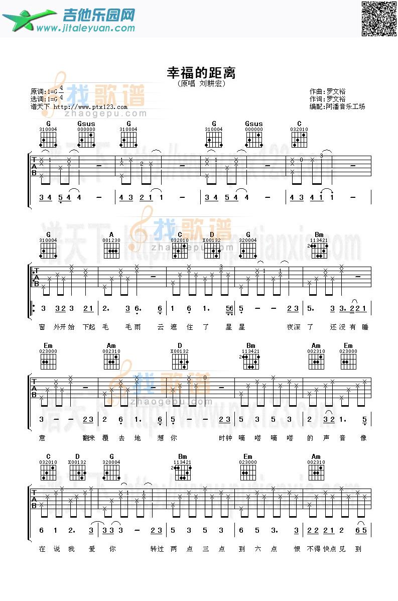 吉他谱：幸福的距离第1页